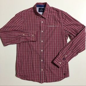 Scotch & Soda Mens M red plaid button Front Shirt